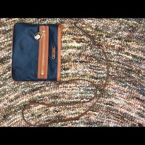 Michael Kors, navy and saddle colored small purse